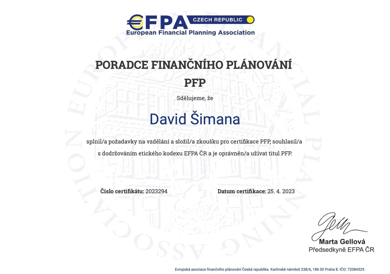 PFP Certifikace - David Šimana